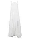 Loewe Asymmetric Lace-trimmed Cotton Maxi Dress In White
