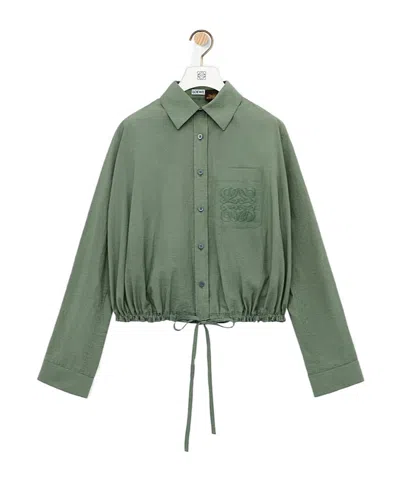 Loewe Cotton Blend Shirt In Gray-green