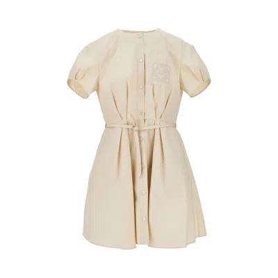 Loewe Cotton Mini Shirt Dress In Neutral