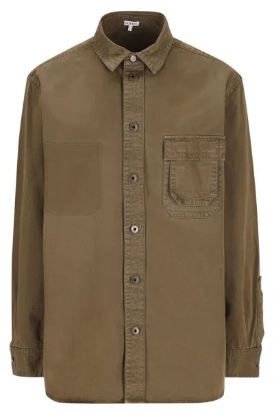 Loewe Cotton Overshirt In Green