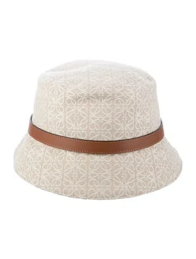 Pre-owned Loewe Cotton Pattern Print Logo Bucket Hat In Neutrals