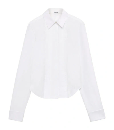 Loewe Cotton Pleated Long-sleeve Shirt In Optic White