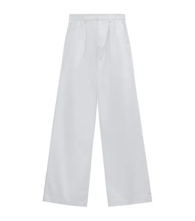 Loewe Cotton Pleated Wide-leg Trousers In White