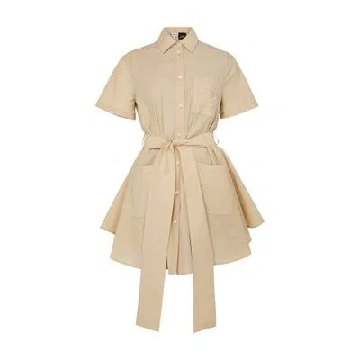 Loewe Cotton Polo Shirt Dress In Beige