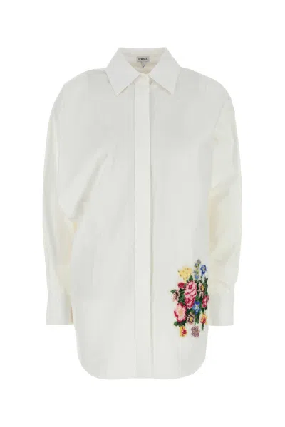 Loewe Cotton Poplin Button-down Shirt In White