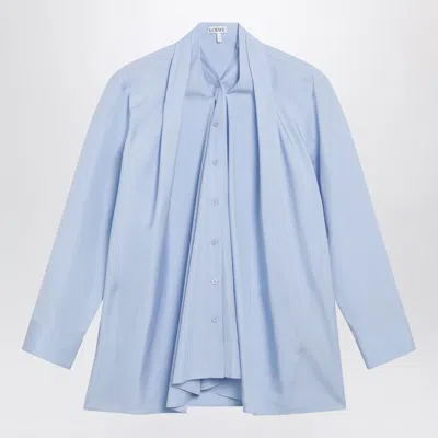Loewe Cotton Poplin Shirt With Draping In Blue