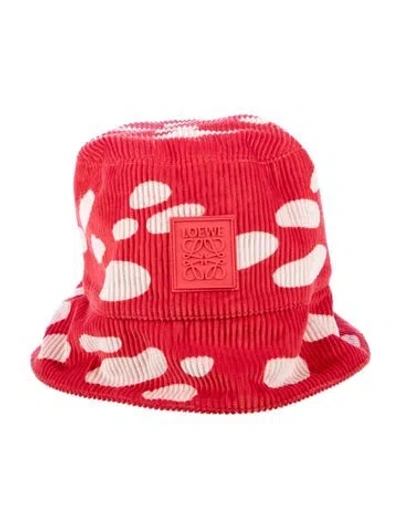 Pre-owned Loewe Cotton Ribbed Bucket Hat In Red