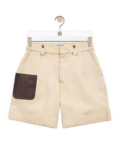 Loewe Cotton Rolled-up Shorts In Neutral