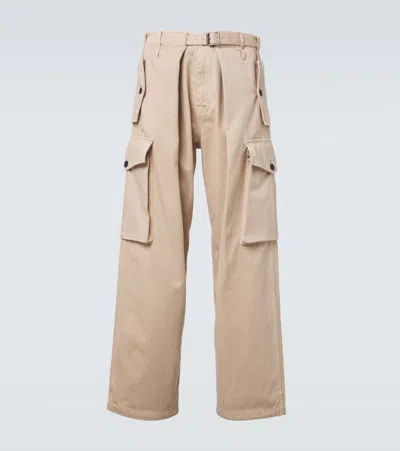 Loewe Cotton Satin Cargo Pants In Brown