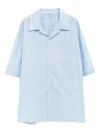 Loewe Embroidered-pocket Short-sleeves Shirt In Blue