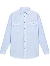 Loewe Cotton Shirt With Classic Collar And Embroidered Logo In Blue