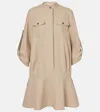 Loewe Mini Dress Cotton Adjustable Sleeves In Beige