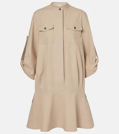 Loewe Mini Dress Cotton Adjustable Sleeves In Beige