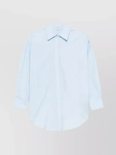 Loewe Cotton Shirt Featuring Box-pleat Detail In Clear Blue