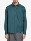 Loewe Cotton Shirt With Applied Pocket And Pointed Collar In Green