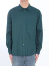 Loewe Cotton Shirt With Applied Pocket And Pointed Collar In Green