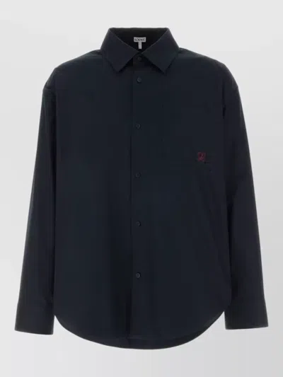 Loewe Cotton Shirt Long Sleeves Chest Pocket In Blue