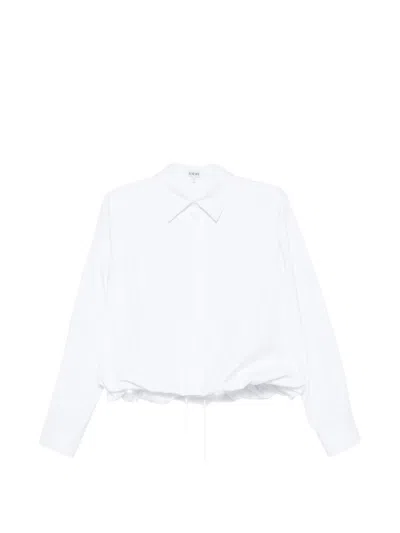 Loewe Cropped Cotton Poplin Shirt In White