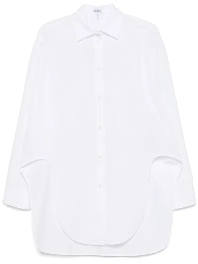Loewe Women Cotton And Silk Blend Shirt Dress In White