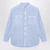 Loewe Cotton Shirt With Classic Collar And Embroidered Logo In Light Blue
