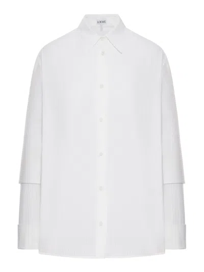 Loewe Cotton Shirt With Double-layer Sleeves In White