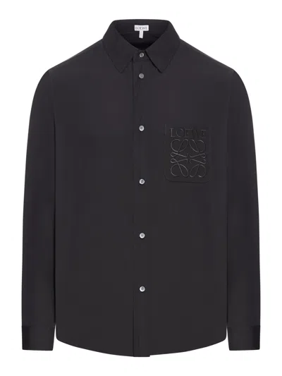 Loewe Anagram Long-sleeved Shirt In Black