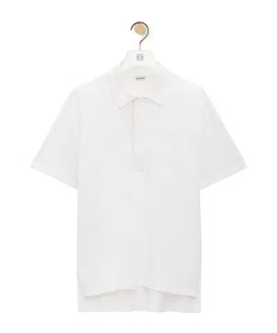 Loewe Cotton Short-sleeved Polo Shirt In White
