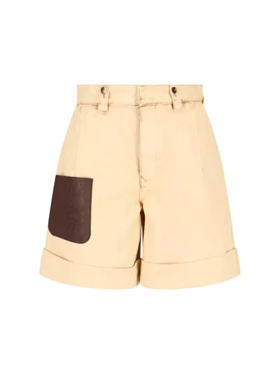 Loewe Cotton Shorts In Neutral