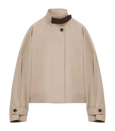 Loewe Cotton-silk-blend Cropped Coat In Brown