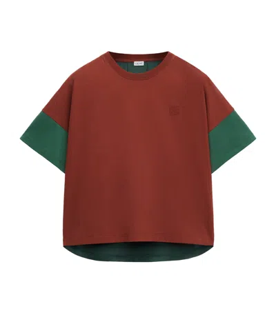 Loewe Cotton-silk Box-fit T-shirt In Brown