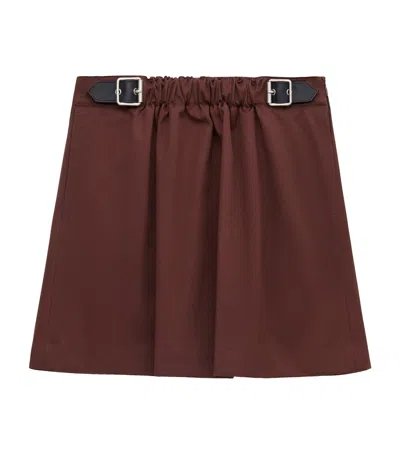 Loewe Womens Coffee Belted Cotton-silk Midi Skirt In Brown