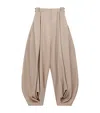 Loewe Womens Beige Draped Wide-leg Cotton-silk Blend Trousers In Neutral