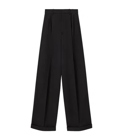 Loewe Cotton-silk Gabardine Pleated Trousers In Black