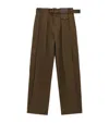 Loewe Cotton-silk Pleated Relaxed Trousers In Green