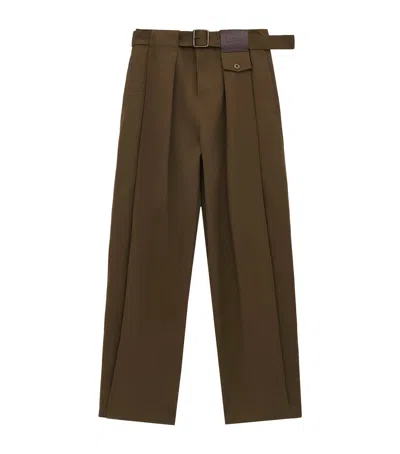 LOEWE COTTON-SILK PLEATED TROUSERS