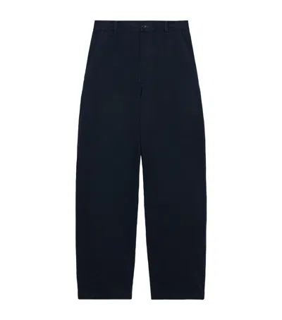 Loewe Cotton Straight Trousers In Blue