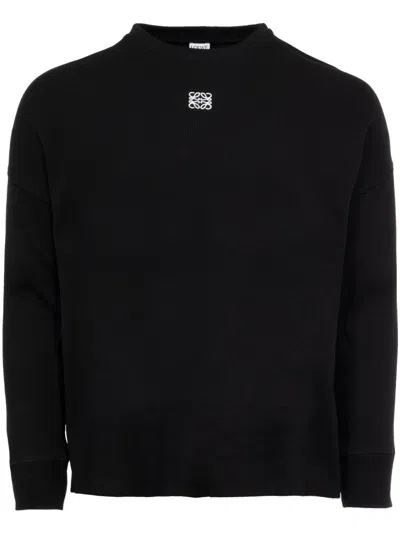 Loewe Mens Ribbed Long-sleeve Cotton-jersey T-shirt Black
