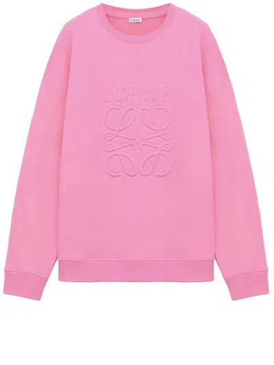 Loewe Cotton Sweatshirt With Embossed L Logo In Pink