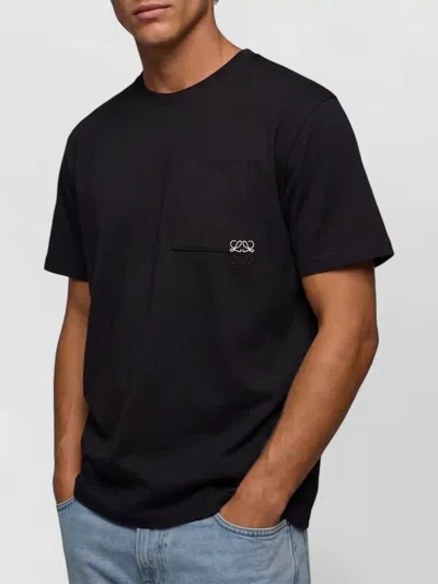 Loewe Cotton T Shirt Chest Pocket Relaxed Fit In Black