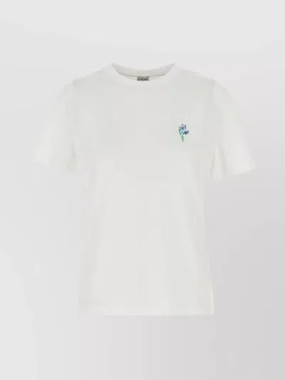 Loewe Cotton T-shirt Embroidered Detail In White
