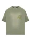 Loewe Sage Green T-shirt With Anagram Embroidery In Green