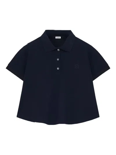 Loewe Cotton Trapeze Polo Shirt In Blue