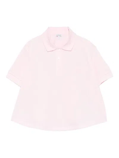 Loewe Anagram Cotton Trapeze Polo Shirt In Pink