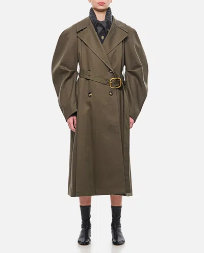 Loewe Cotton Treanch Coat In Green