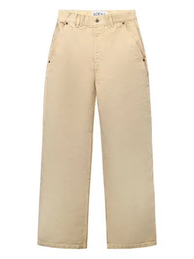 Loewe Cotton Trousers In Neutral