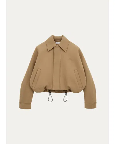 Loewe Cotton Twill Drawstring Balloon Jacket In Brown