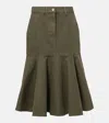 Loewe Womens Khaki Green Garment-dyed Ruffle-hem Denim Midi Skirt In Green