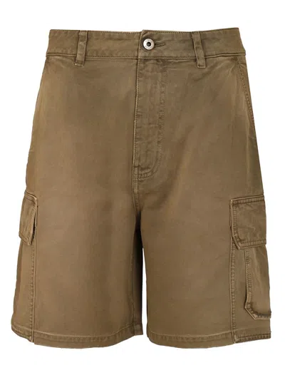 Loewe Cotton Twill Shorts Trousers Green In Brown