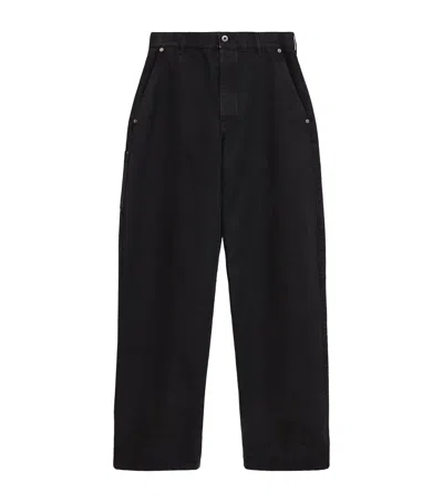 Loewe Cotton Twill Straight Trousers In Black