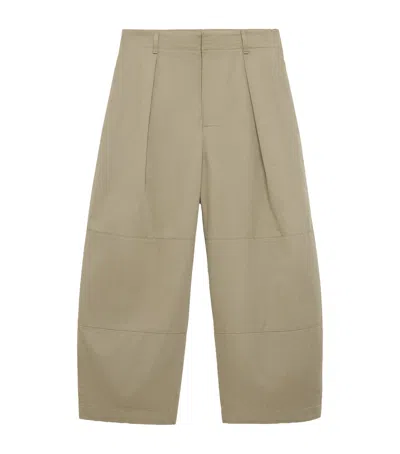 Loewe Cotton Utility Cropped Trousers In Brown